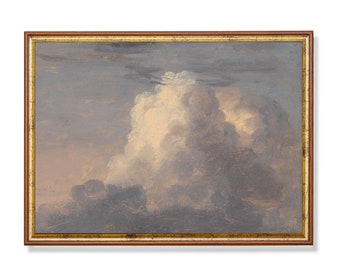 Vintage Cloud Study Print: Antique Sky Oil Painting