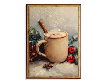 Cozy Christmas Hot Chocolate Print, Winter Kitchen Wall Art (Digital Download)