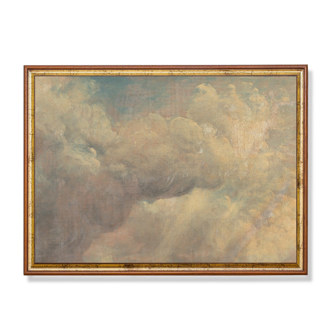 Vintage Cloud Study Print: Antique Sky Oil Pastel Art - Etsy