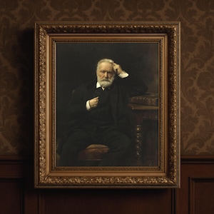 Victorian Gentleman Portrait Digital Download – Antique Painting of Pensive Bearded Man in Black Suit – Classic Literary Wall Art
