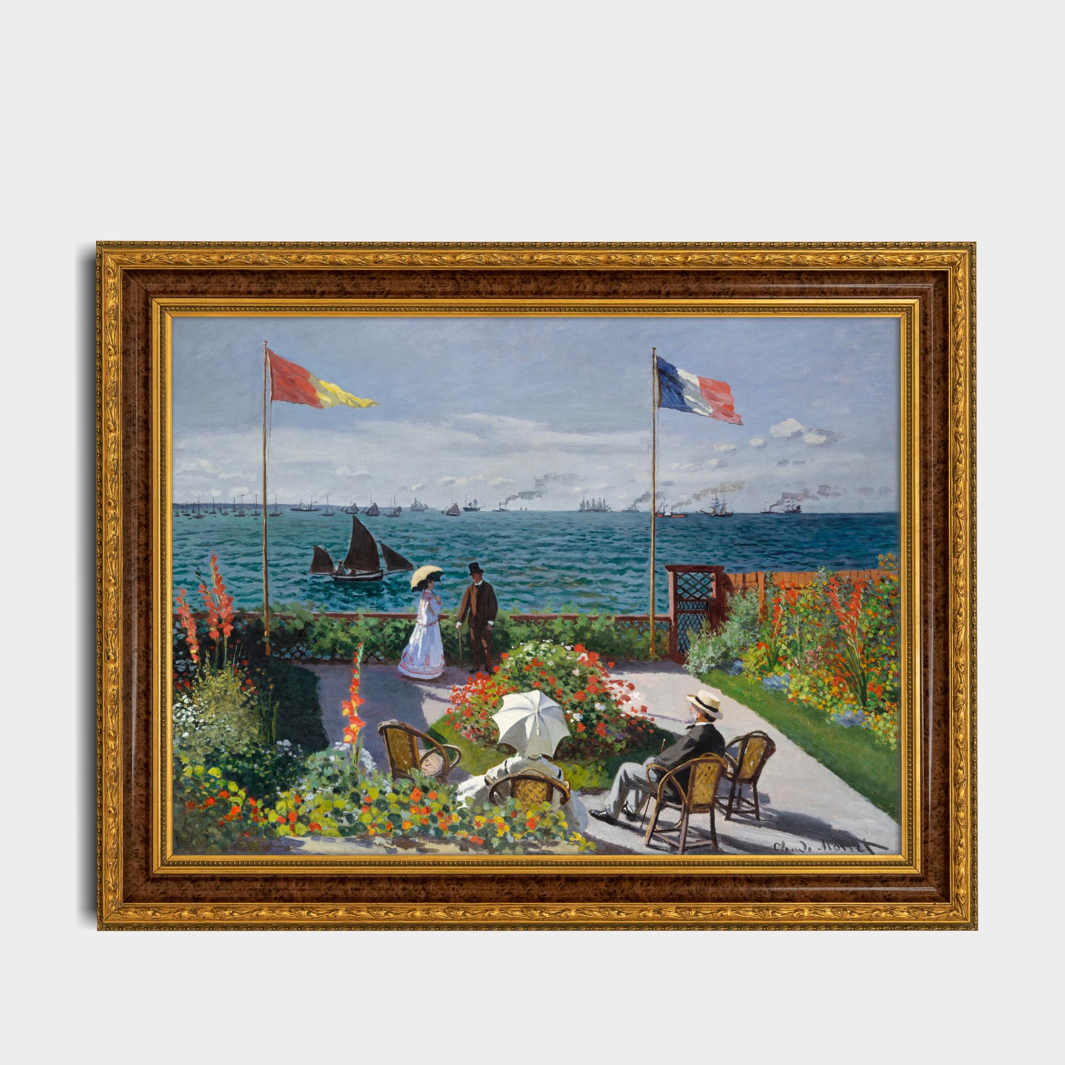 Monet Garden at Sainte-adresse Print: French Impressionist Seaside