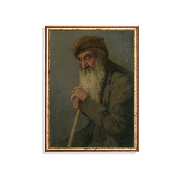 Old Man Portrait | Antique Man Painting | Vintage Wall Art | Digital Download | Printable Fine Art | Oil Rustic Painting | European Print