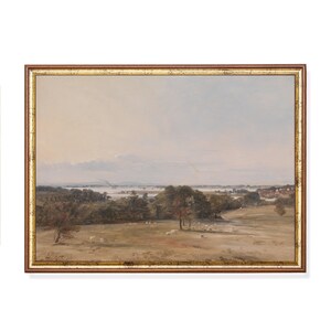 Vintage Landscape Painting | Antique Riverscape Print | Digital Download | Printable Wall Art | Rustic Artwork | Country Scenery | Fine Art