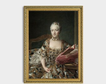 ロココ様式の肖像画プリント：18世紀の読書をする女性 - 優雅な
