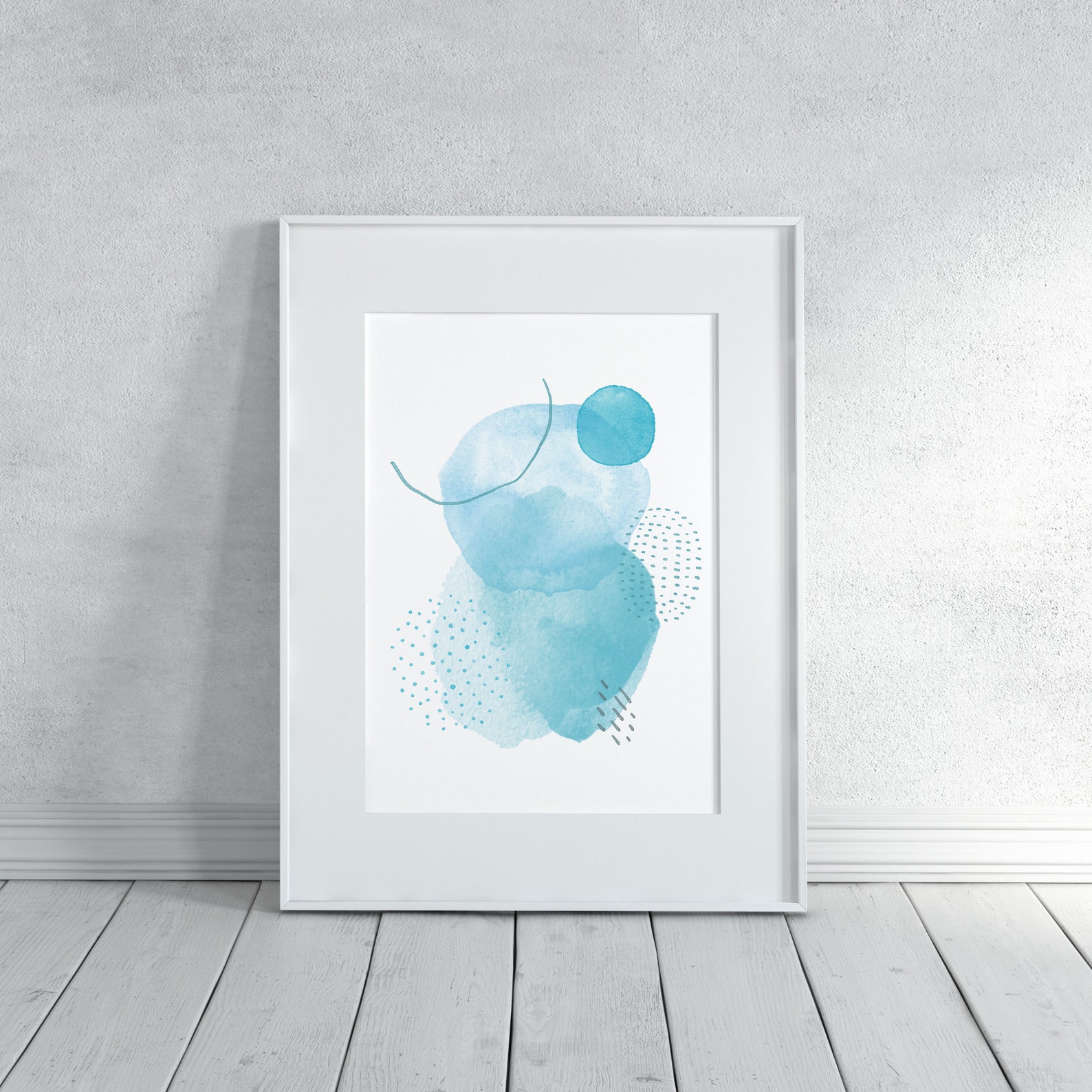 Turquoise Aqua Blue Print Abstract Wall Art Pastel Soft Colors Etsy