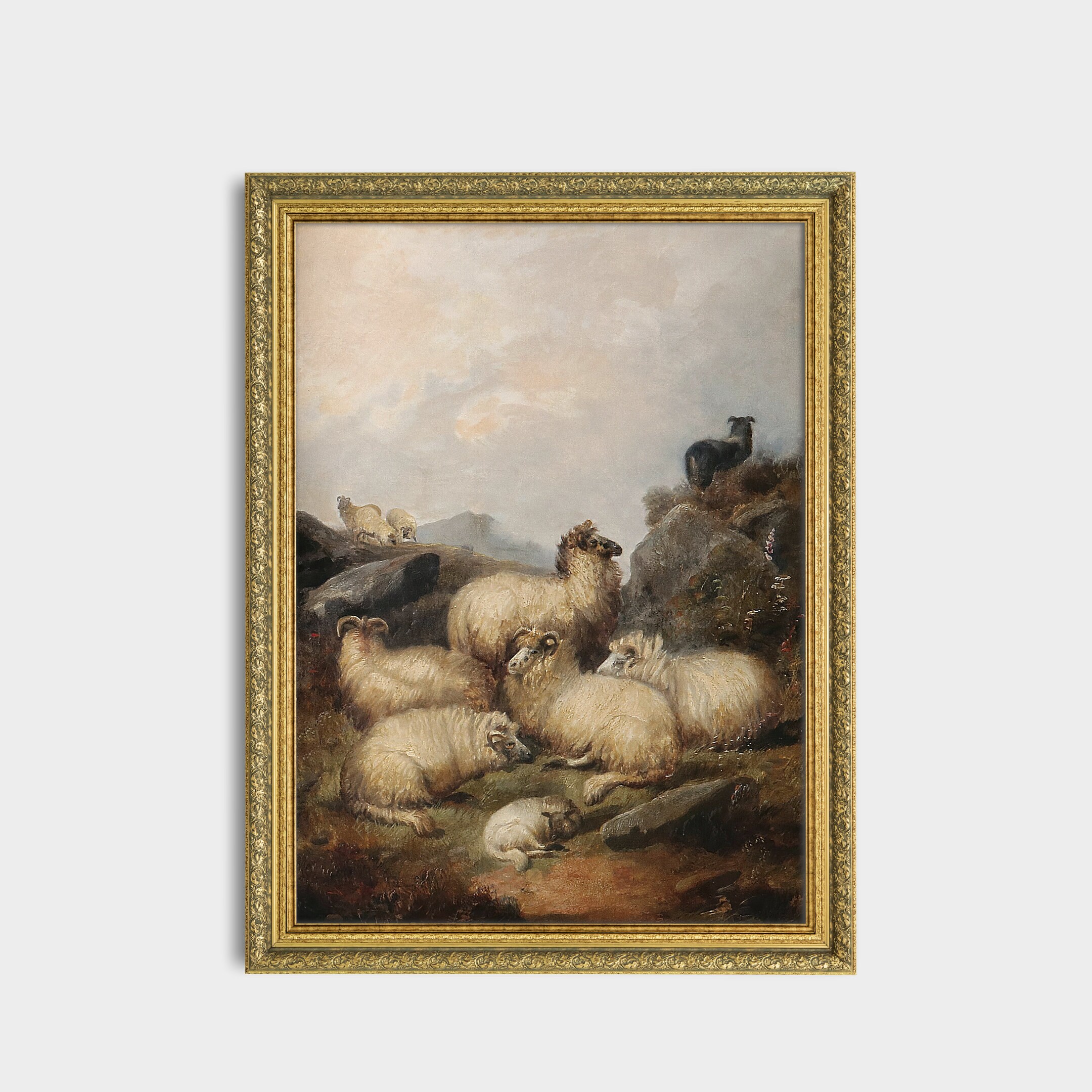 Vintage Sheep Painting: Rustic Farmhouse Animal Print - Etsy