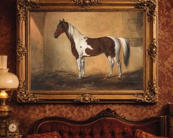 Vintage Horse Print: Equestrian Stable Art, Antique Animal Painting