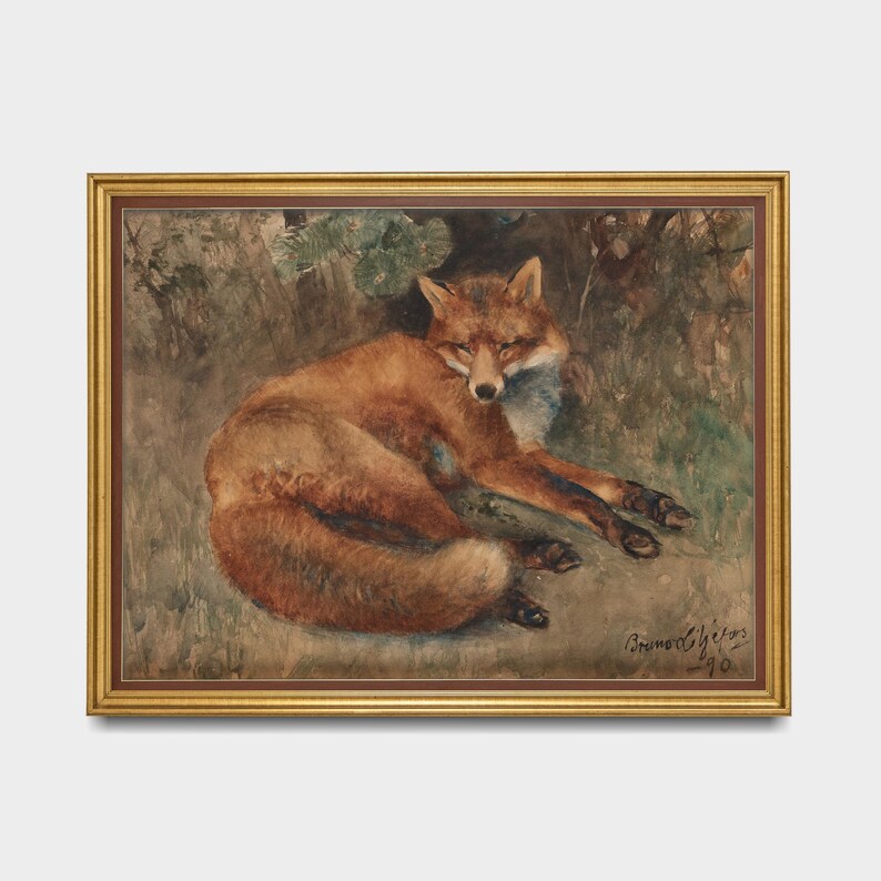 Mailed Print Vintage Fox Painting Antique Animal Print Farmhouse Decor