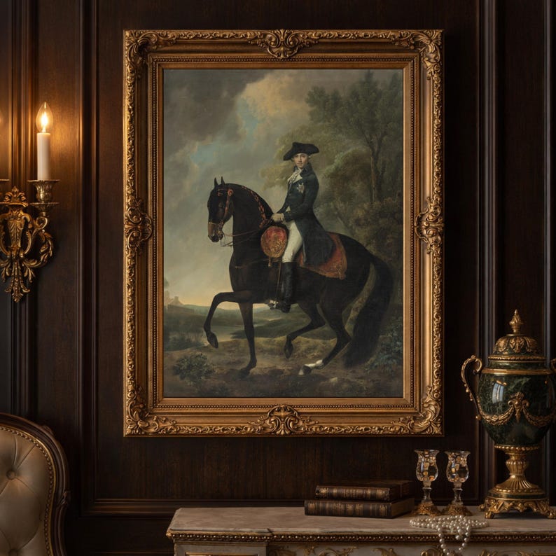 18th Century Equestrian Portrait Print – Antique Royal Horse Wall Art ...