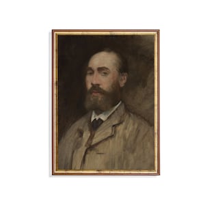 Vintage Portrait Painting | Antique Gentleman Portrait | Moody Rustic Fine Print | Digital Download | Printable Wall Art | 19th century Art