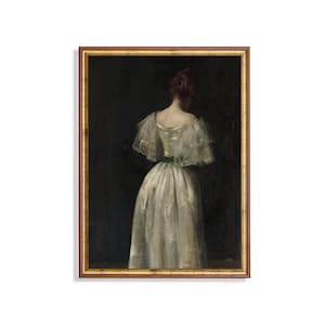 Vintage Woman Portrait Painting: Dark Academia Victorian Art Print