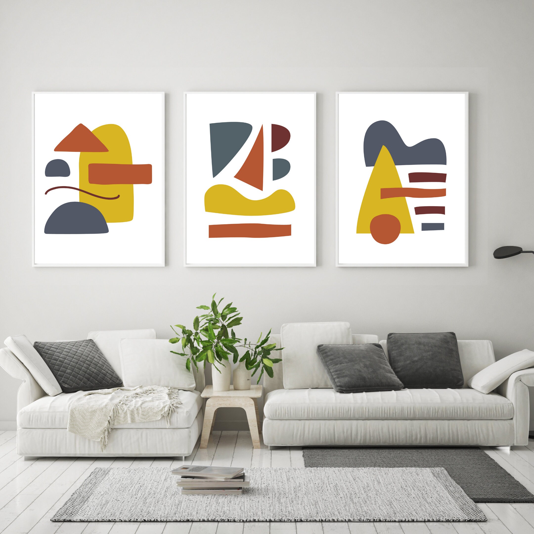 Set Of 3 Abstract prints Multicolor Wall Art 3 Piece Wall Art Etsy