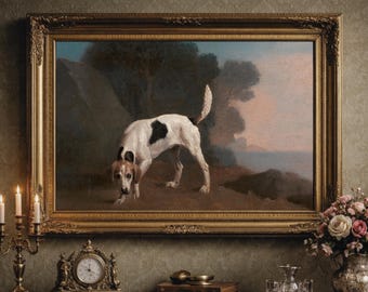 Vintage schilderij van een hound: antieke boerderijprint (digitale download)