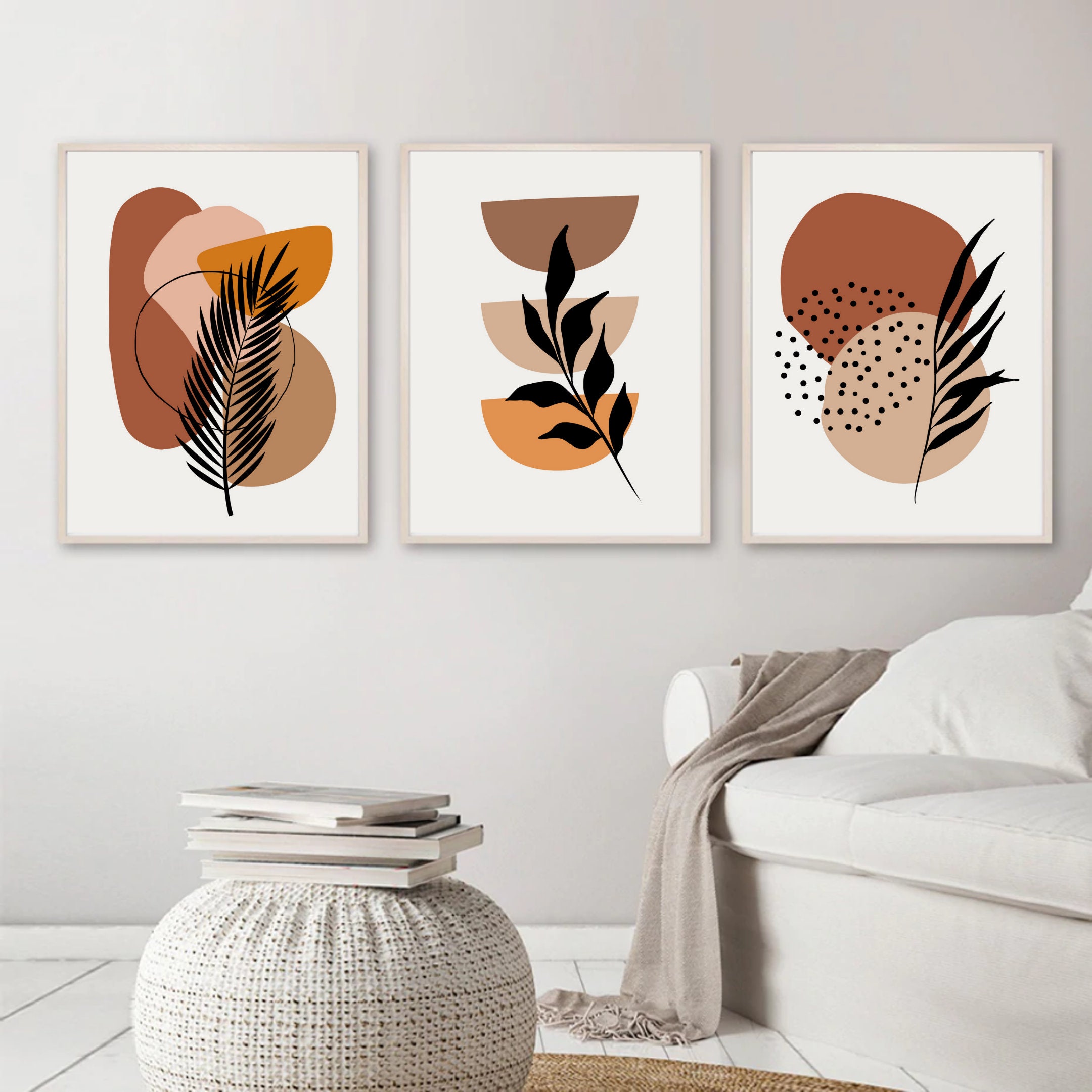Set of 3 Boho Prints Mid Century Modern Boho Art Set 3 Piece Wall Art ...