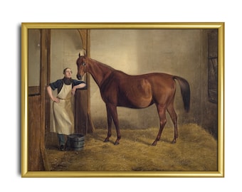 Vintage Horse Painting: Moody Equestrian Fine Art Print