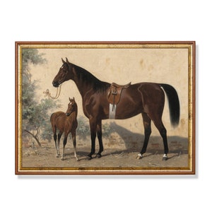 Vintage Horse Painting | Antique Equestrian Print | Digital Download | Printable Wall Art | Farm Animal Rustic Print | Farmhouse Decor