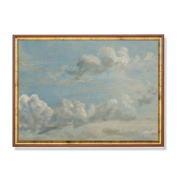 Mailed Print | Vintage Cloud Painting | Antique Sky Print | Cloud Studies | Print and Ship | Farmhouse Decor | Oil Painting Print