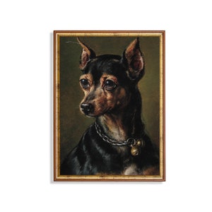Vintage Dog Portrait: Antique Rustic Animal Art Print