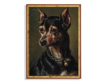 Vintage Dog Portrait: Antique Rustic Animal Art Print