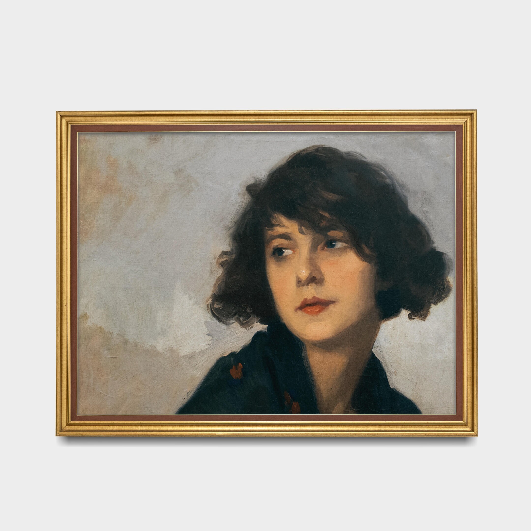 Vintage Woman Portrait Art Print: Antique Style Oil Painting - Etsy