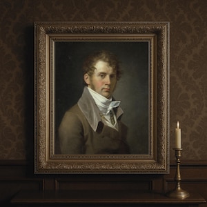 19th Century Gentleman Portrait Print: Restored Aristocratic Oil Painting