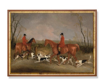 Vintage Horse and Hounds Print: Antique Equestrian Art, Farmhouse Decor