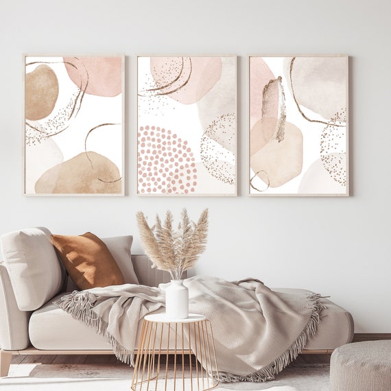 Neutral Prints Set of 3 Blush Pink Beige Poster Boho Prints 3 Piece Wall  Art Abstract Art Print Instant Download Living Room Modern Prints -   Canada