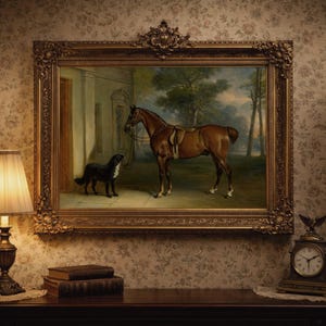 Vintage Pferde und Hunde Druck: Antikes Tier Fine Art