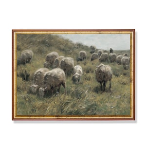 Sheep Pasture Vintage Print: Rustic Farm Animal Art (Digital Download)