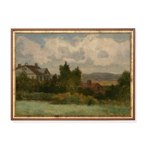 Landscape Painting Print: Vintage Country Scenery Wall Art