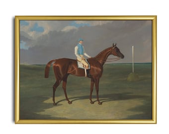 Impresión de pintura de caballo vintage: arte ecuestre antiguo, decoración de granja