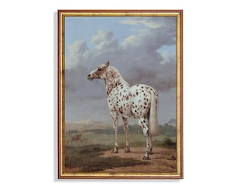 Pintura al óleo de caballo vintage: lámina de arte ecuestre antiguo