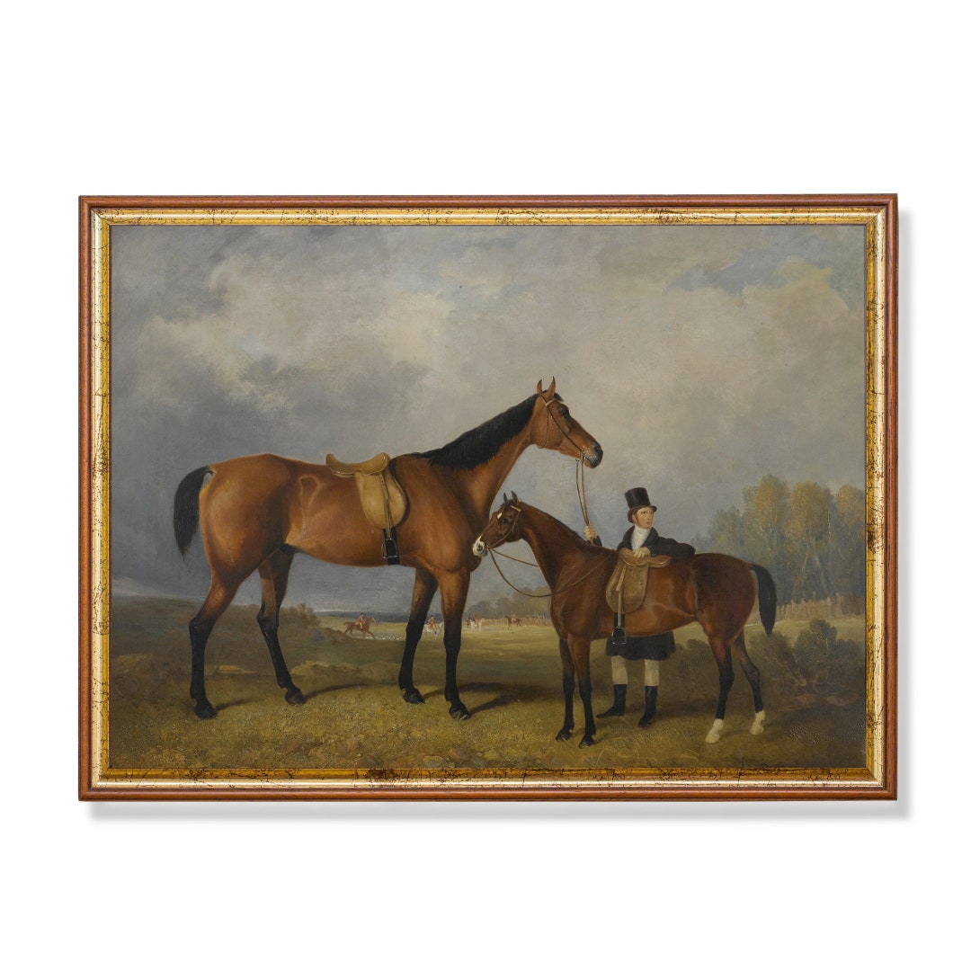 Vintage Horse Painting | Antique Equestrian Oil Painting Print ...