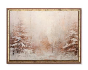 Impressionist Winter Woodland Print, Snowy Forest Landscape, Misty Nature Decor (Digital Download)