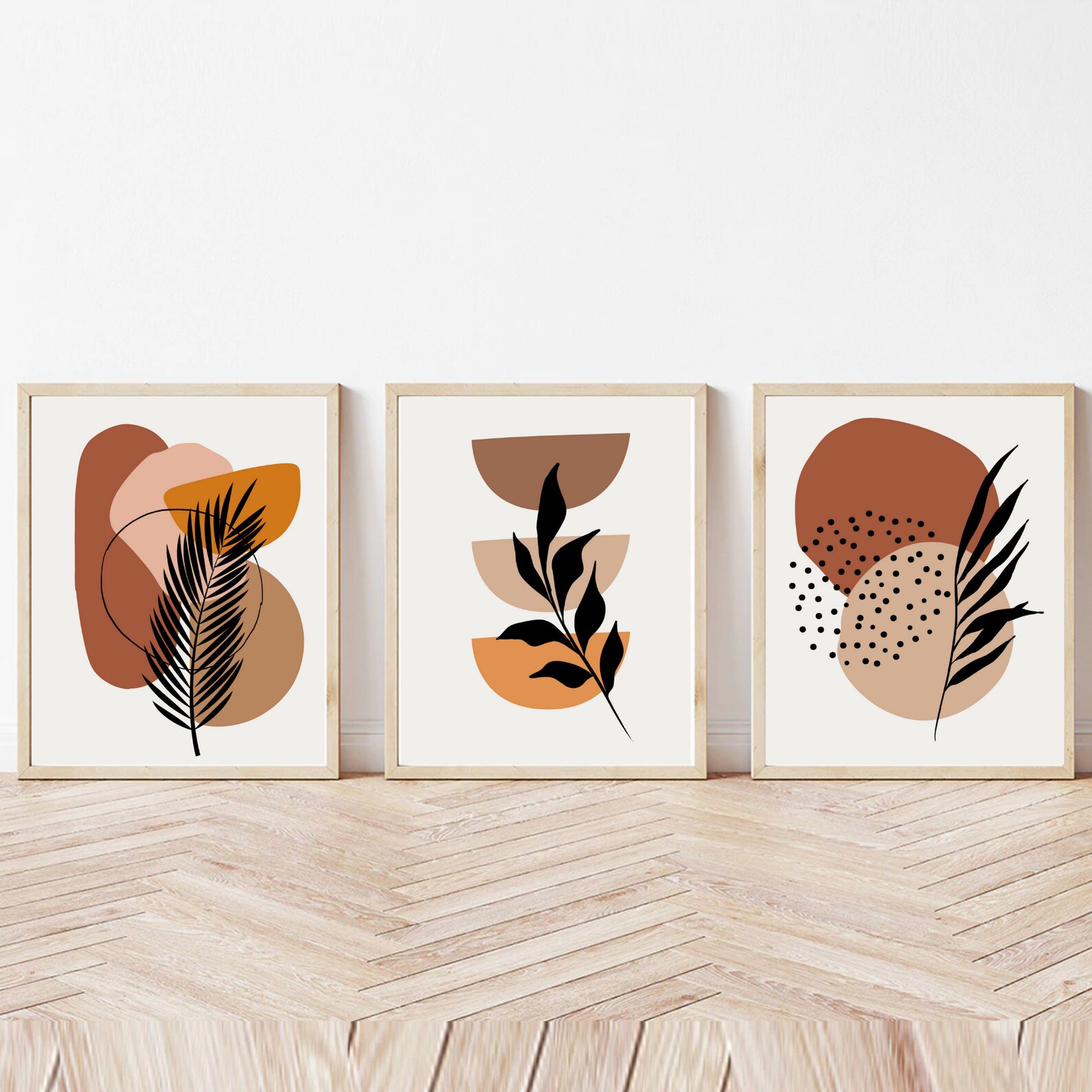 Set of 3 Boho Prints Mid Century Modern Boho Art Set 3 Piece Wall Art ...