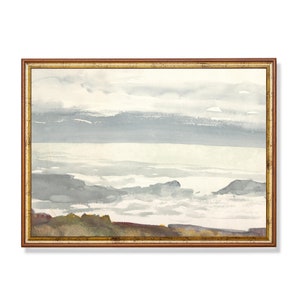Vintage Seascape Watercolor Painting: Muted Coastal Art (Digital Download)