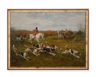 Vintage Equestrian Print: Antique Horse Painting, Rustic Farmhouse Art