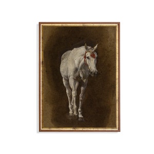 Vintage Horse Painting: Antique Equestrian Art, Farmhouse Decor (Mailed Print)