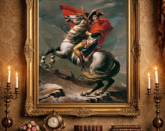 Napoleon Crossing The Alps Print: Vintage Fine Art, Victorian Decor