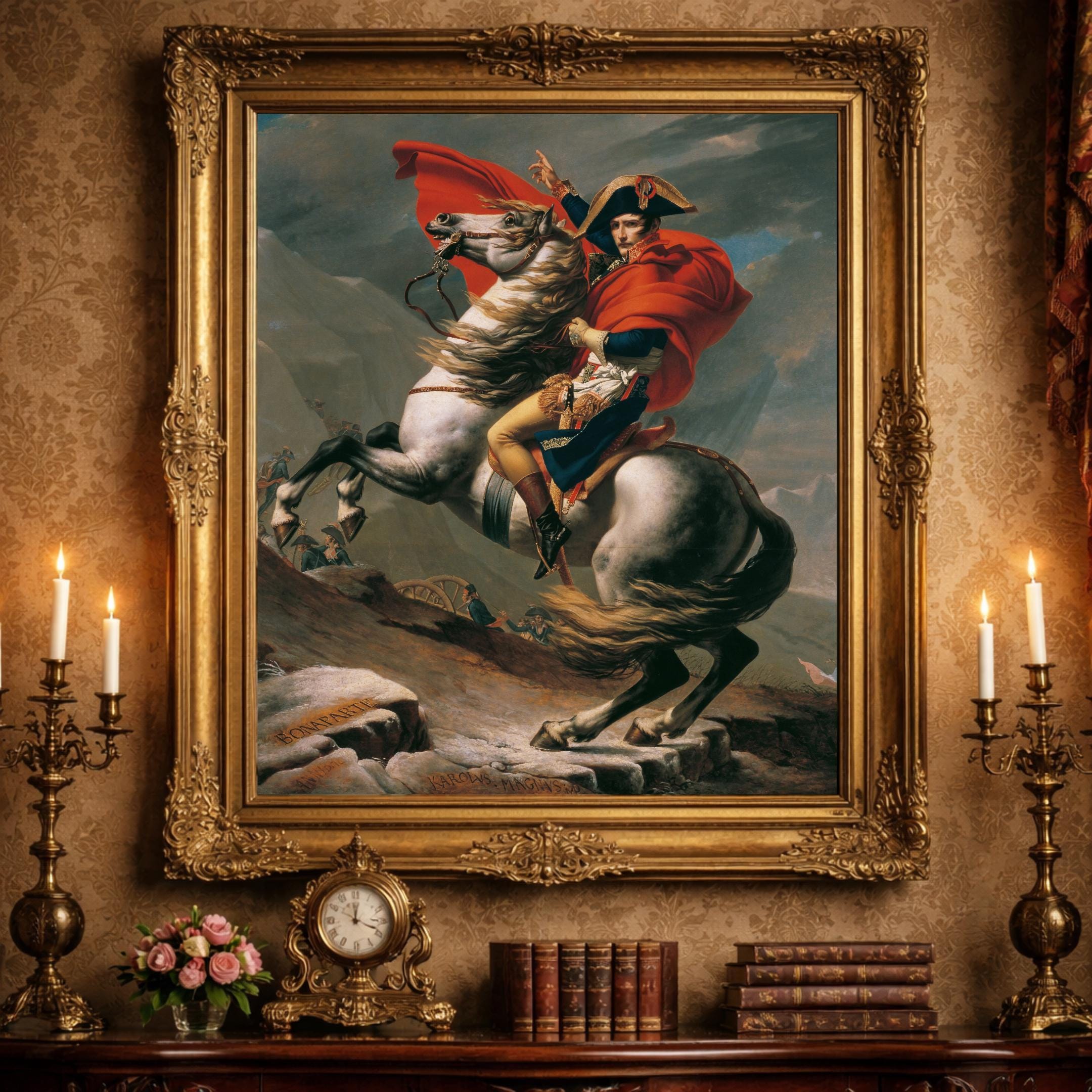 Napoleon Crossing the Alps Print: Vintage Fine Art, Victorian