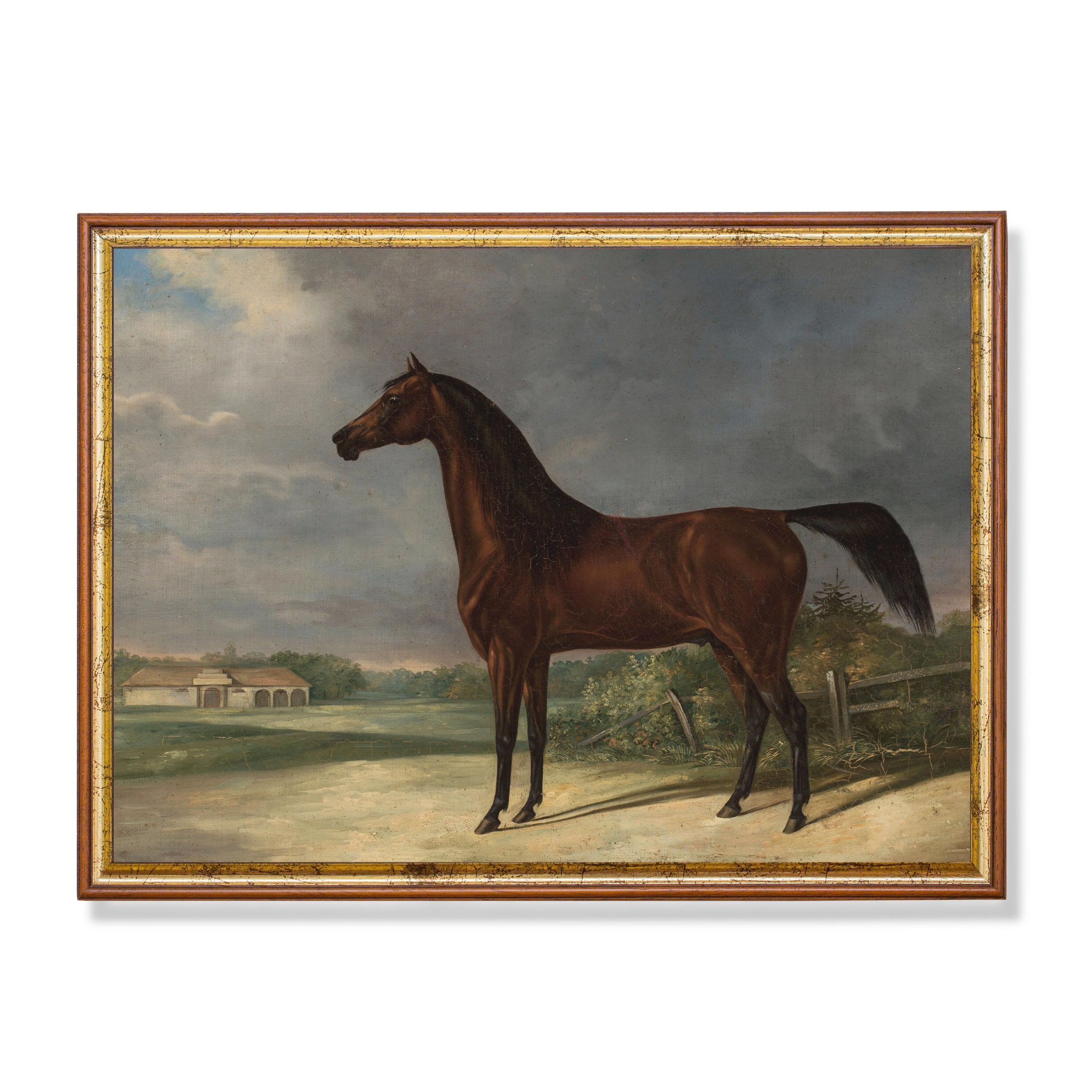Vintage Horse Painting Antique Equestrian Print Moody - Etsy