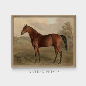 Vintage Horse Art Print: Antique Equestrian Painting, Rustic Farmhouse Decor (Digital Download) image 2