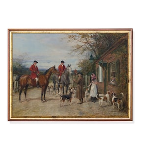 Vintage Equestrian Hunt Scene: Horse & Hound Painting (Digital Download