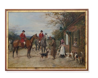 Vintage Equestrian Horse Painting: Farmhouse Fine Art Print