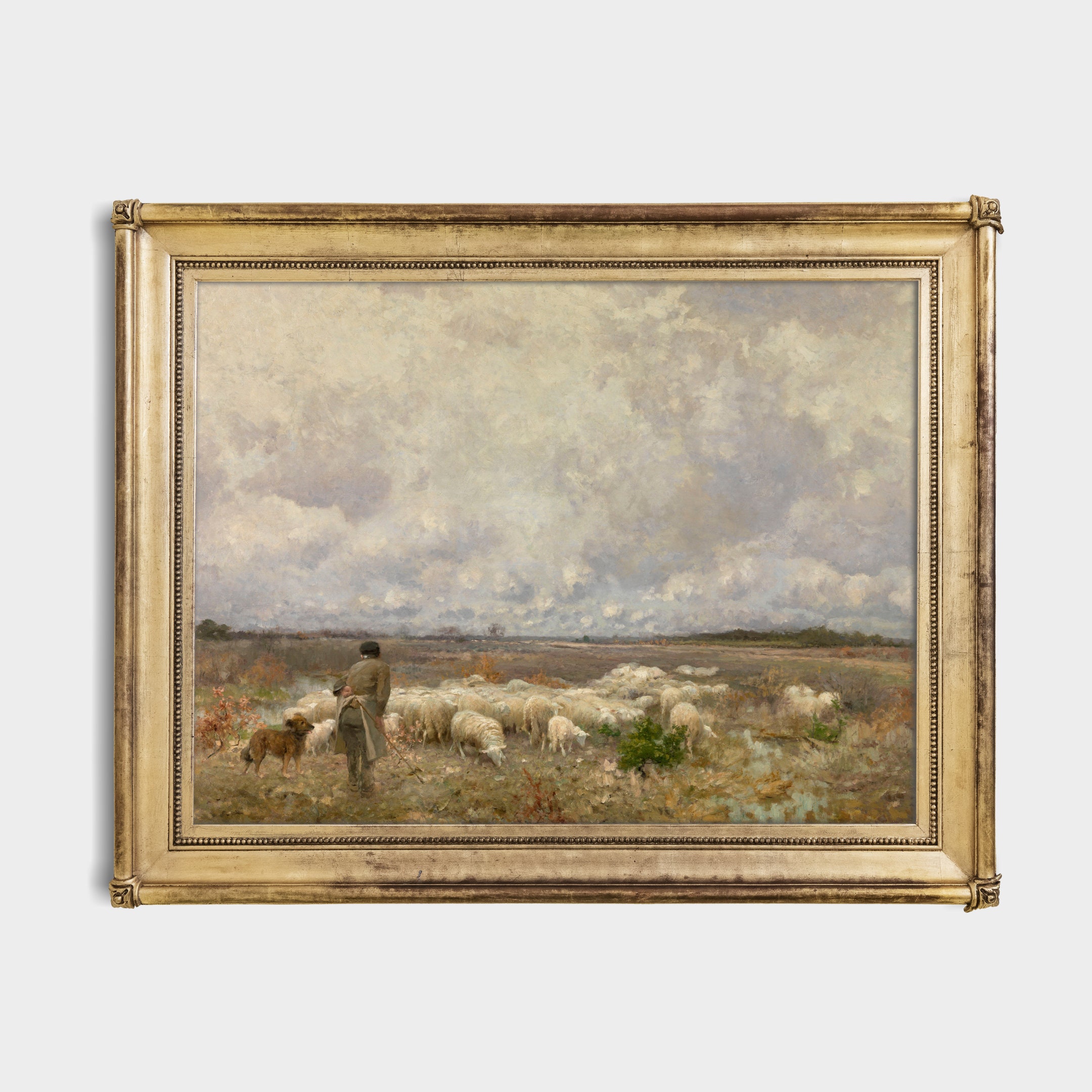 Vintage Sheep Landscape Painting: Rustic Country Fine Art Print - Etsy