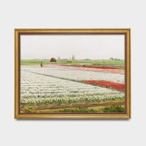 Vintage Tulip Field Print Antique Landscape Painting Printable Wall Art ...