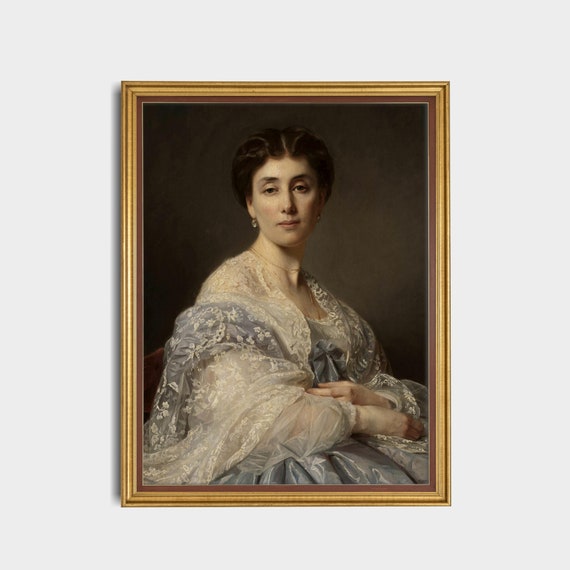 油彩画 女性肖像画 額縁付き ヴィンテージ インテリア アート