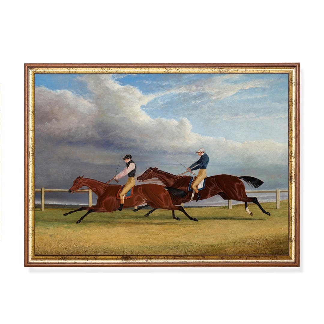 Vintage Horse Racing Print - Luster, 12x16 inches
