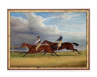 Vintage Pferderennen Kunstdruck – Britisches Pferderennen Derby (Digitaler Download)