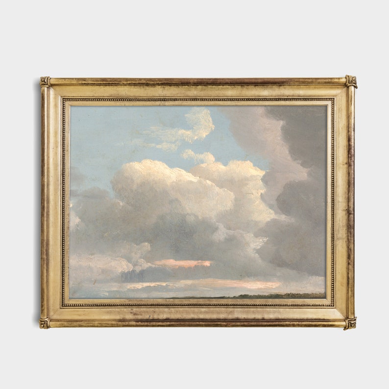 Vintage Cloud Painting Antique Cloud Study Sky Fine Print Digital Download Printable Wall Art Farmhouse Decor 19th Century Art image 3